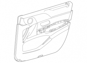 Door trim panel, front right, complete, Mercedes W167 GLE 350 450 20-23, dark gray, insert and armrest, beige leather, molding under dark wood, Burmester, scratches, needs cleaning