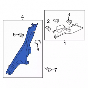 Rear pillar trim lower right Ford Fiesta 11-19 4d black, scratch