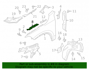 Upper Front Right Wing Bracket Volvo V90 17-22 USA