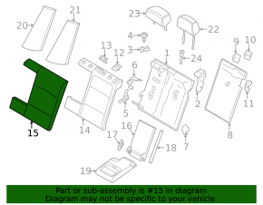Rear seat backrest, 2nd row, left, BMW X3 F25 11-17, black leather, with seat belt, broken lock cover mount, scratches on the cover