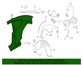Quarter wing rear left VW Beetle 12-19 white LB9A dents