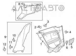 Rear pillar trim upper right VW Golf 15-16 gray