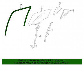 Glass seal rear right Acura ILX 13-22