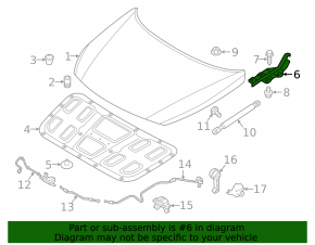 Hood hinge right Hyundai Sonata 15-19