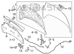 Right hood hinge Ford Fiesta 11-19