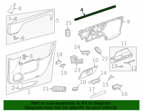 Inner glass seal for the front right door of a Mercedes H247 GLA 20-26
