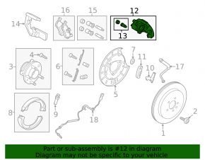 Caliper assembly rear right Ford Flex 09-19