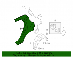 Quarter wing rear left Ford Fiesta 11-19 5d