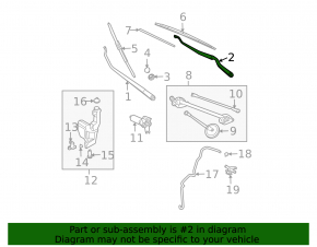 Left windshield wiper arm for Nissan Murano z50 2003-2007