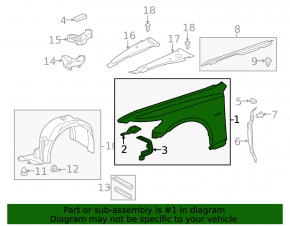 Front right wing Lexus LS460 LS600h 07-12