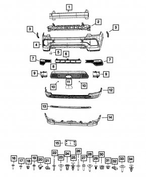 Left bumper grille for Jeep Compass 22-25, structure for LED fog lights