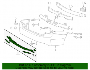 Rear bumper lip Honda Accord 13-15 with chrome, under reflectors