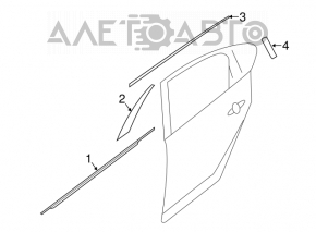 Upper rear left door molding Nissan Sentra 13-19 mat