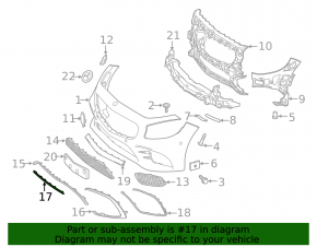 Front bumper molding, central lower, Mercedes S-class W222 63/65 AMG 18-20 coupe, black