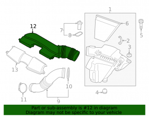 Air duct for filter BMW X1 E84 13-15 2.0L