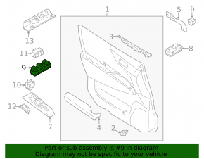 Front left window lift control for Nissan Quest 11-17