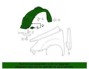 Front left fender liner Acura MDX 07-13