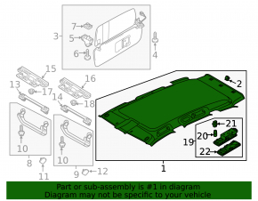 VW Touareg 11-17 roof lining without panorama, beige