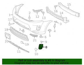 Right fog light frame Toyota Highlander 11-13 hybrid with plug