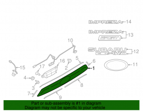 Subaru Impreza 5d 17-23 keyless trunk door trim