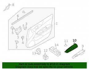 Front Left Window Regulator Cover Subaru Impreza WRX GH 08-10