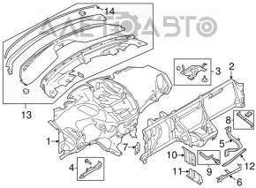 Front dashboard with AIRBAG Ford C-max MK2 13-18 for a large monitor, black, scratches
