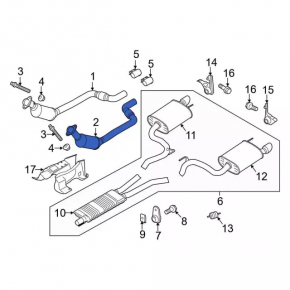 Left exhaust pipe with catalytic converter for Ford Mustang mk6 15-17 3.7