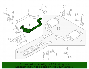 Left exhaust pipe with catalytic converter for Ford Mustang mk6 15-17 3.7