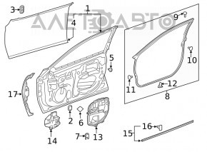 Door bare front left Lexus ES250 ES300h ES350 19-