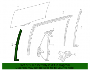 Rear right door glass guide Toyota Sienna 21-25 front