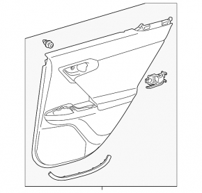 Door trim panel, rear left, Lexus CT200h 11-11, black with red insert