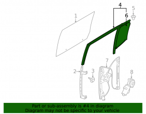 Rear left glass seal with triangle glass Ford Flex 09-19