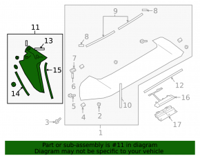 Trunk lid spoiler left Subaru Outback 20-23