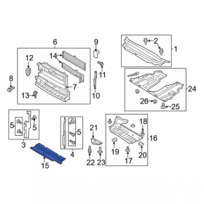 Lower radiator deflector Ford Fusion MK5 17-20 on the lower bar of the TV