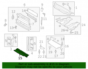 Lower radiator deflector Ford Fusion MK5 17-20 on the lower bar of the TV