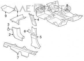 Jeep Compass 11-16 Lower Right Center Pillar Trim Black