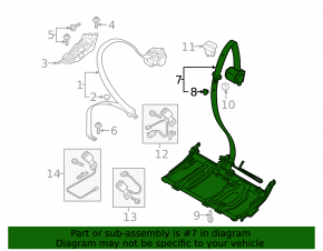 Seat belt 2 row center Audi Q8 19-25 black