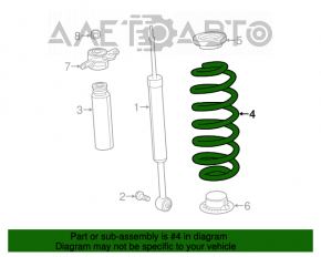 Chrysler 200 15-17 fwd rear left spring, green stiffness