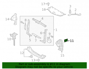 Front bumper bracket on TV left Lexus NX200t NX300 NX300h 15-21 lower