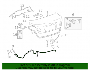 Toyota Camry v40 07-11 US built trunk lid release cable