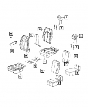 Rear seats, 2nd row, left, Chrysler Pacifica 17-20, manual, cloth, brown