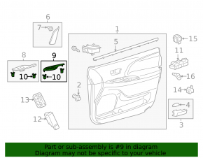 Front left window lift control trim Toyota Sienna 11-20 graphite