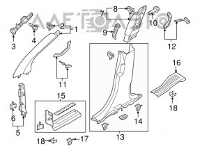 Center pillar trim lower right Ford Explorer 11-12 black, scratch