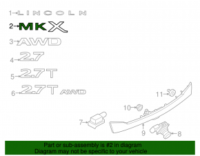 Emblem inscription MKX tailgate Lincoln MKX 16-18