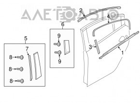 Upper rear left door molding Mazda 6 13-17