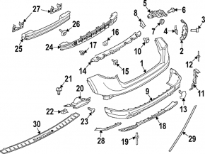 Upper rear bumper trim Lincoln Nautilus 19-23 structure Nautilus