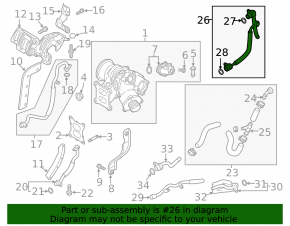 Coolant pipe for turbine VW Tiguan 18-24 2.0T metal+rubber long