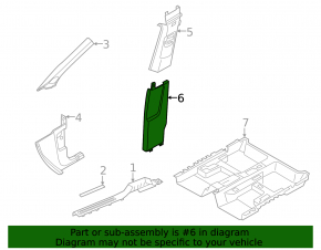 Lower right center pillar trim VW Taos 22-25 black