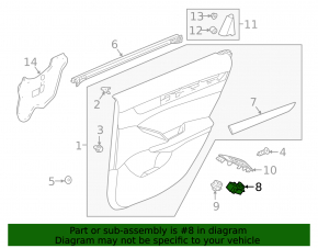 Honda Accord 18-22 rear right window lift control with trim
