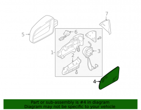 Right mirror element for Audi Q3 8U 15-18, heated, blue tint